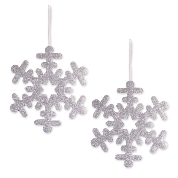 Hanging Foam Silver Snowflake Set of 2