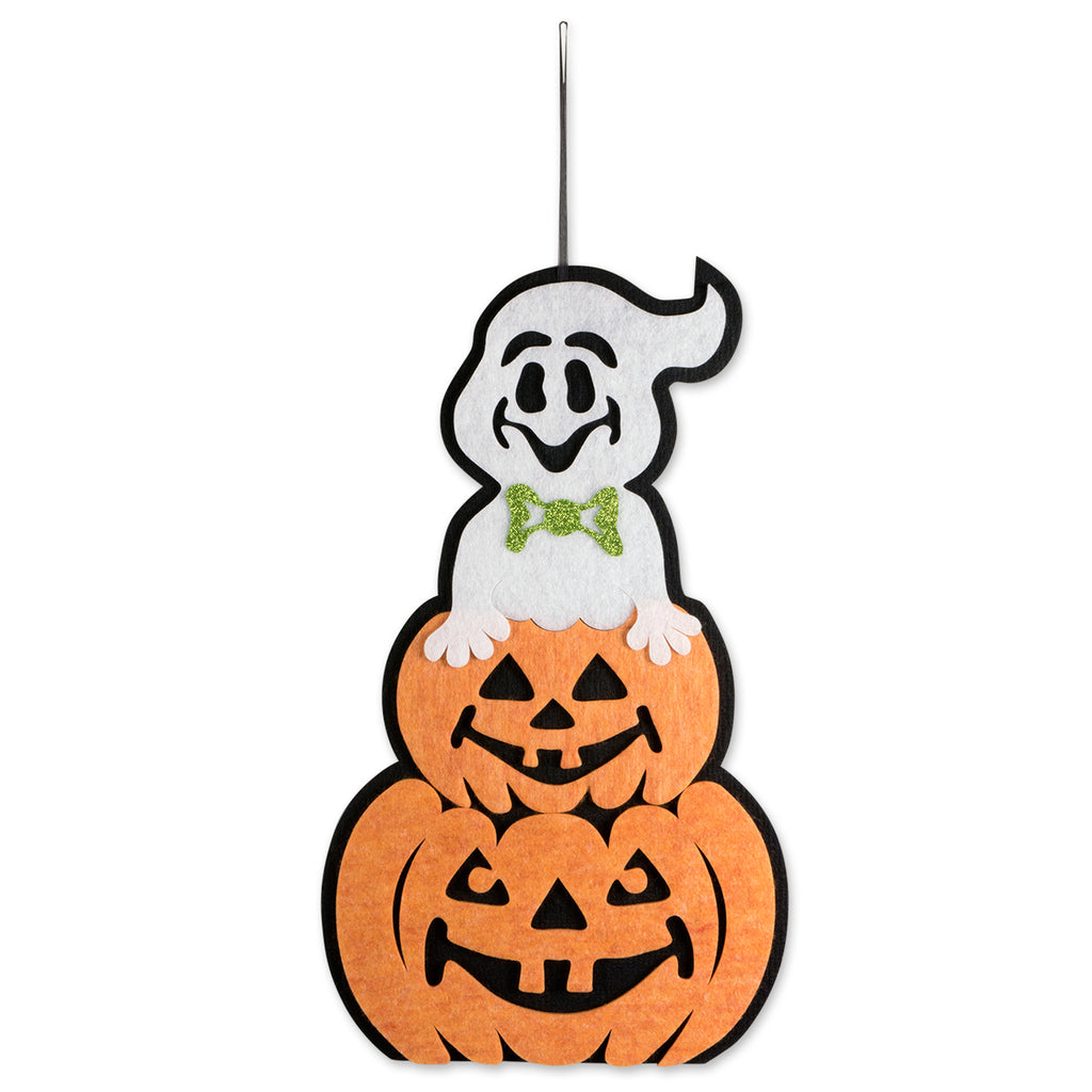 Hanging Foam Ghost With Pumpkin