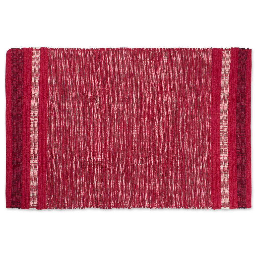 Varigated Red Recycled Yarn Rug 2X3 Ft