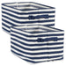 Herringbone Woven Cotton Laundry Bin Stripe French Blue Rectangle Medium