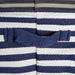 Herringbone Woven Cotton Laundry Bin Stripe French Blue Round Small