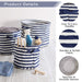 Herringbone Woven Cotton Laundry Hamper Stripe French Blue Round