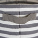 Herringbone Woven Cotton Laundry Bin Stripe Gray Round Medium