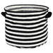 Herringbone Woven Cotton Laundry Bin Stripe Black Round Large