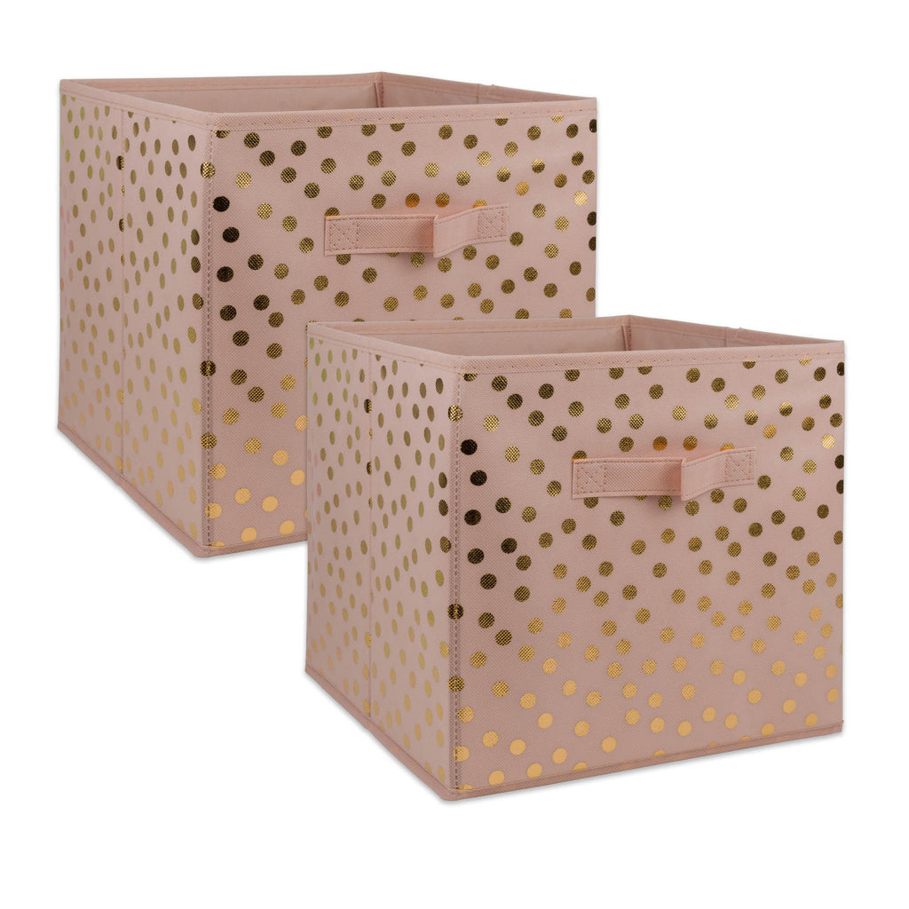Nonwoven Polyester Cube Dots Millennial Pink/Gold Square 11 x 11 x 11 Set of 2